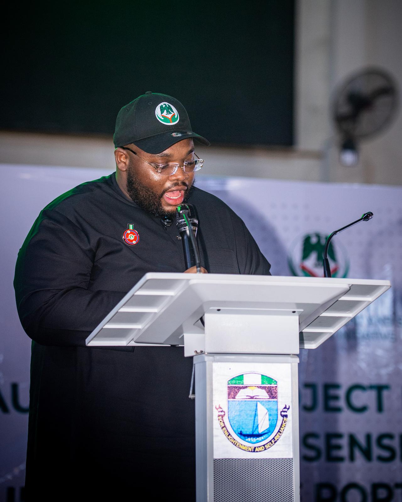 Founder Samuel Kaley Nzidee on stage